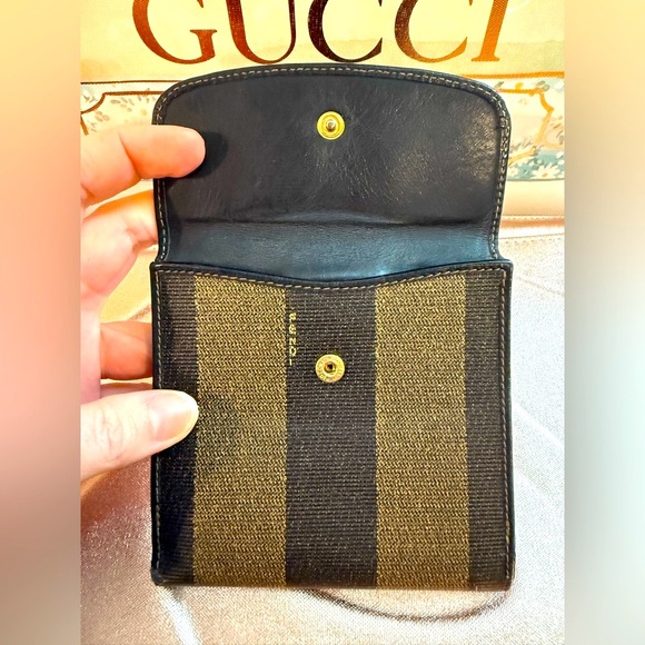 FENDI vintage Black and Brown Striped Wallet. 🌿 - Picture 10 of 15